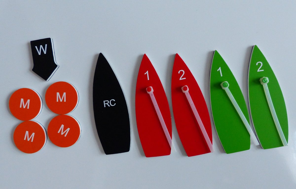 Mini magnetic boat set for clubs, coaches, sailors and race committees. Protest kit.